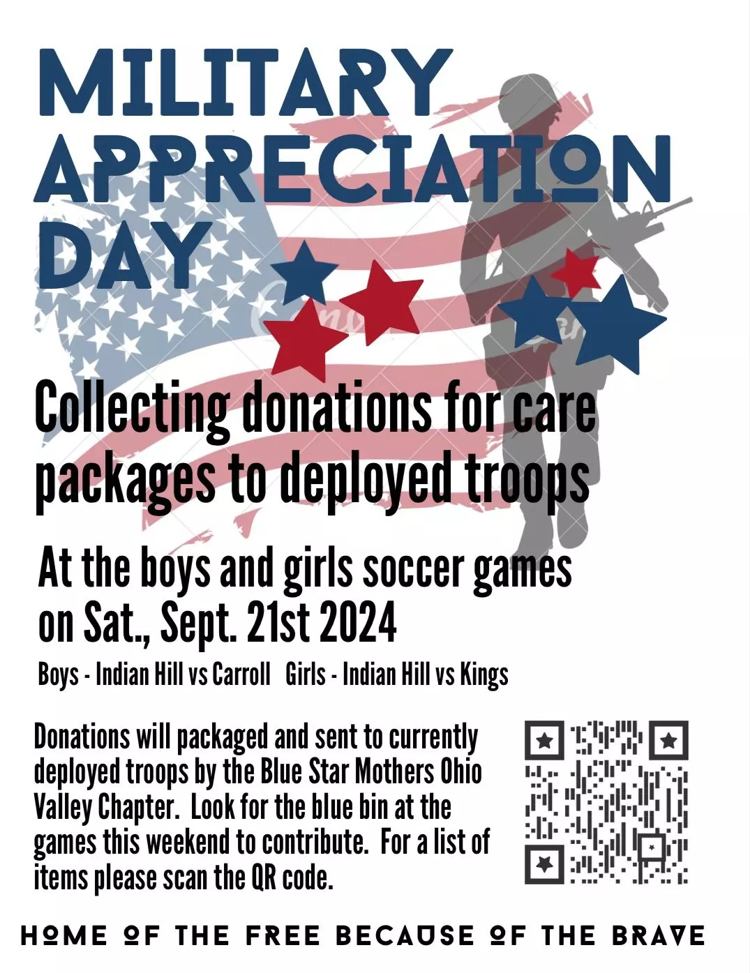 Military Appreciation Day September 21, 2024 Indian Hill Braves