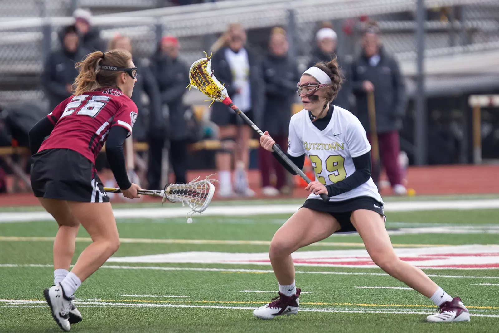 Kutztown University Women's Lacrosse team faces off against Indiana University of Pennsylvania at Andre Reed Stadium, Saturday, March 16, 2019.