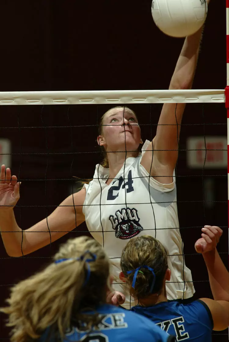 Heather Hughes tallies a career-high 21 kills Friday evening at Saint Mary's.