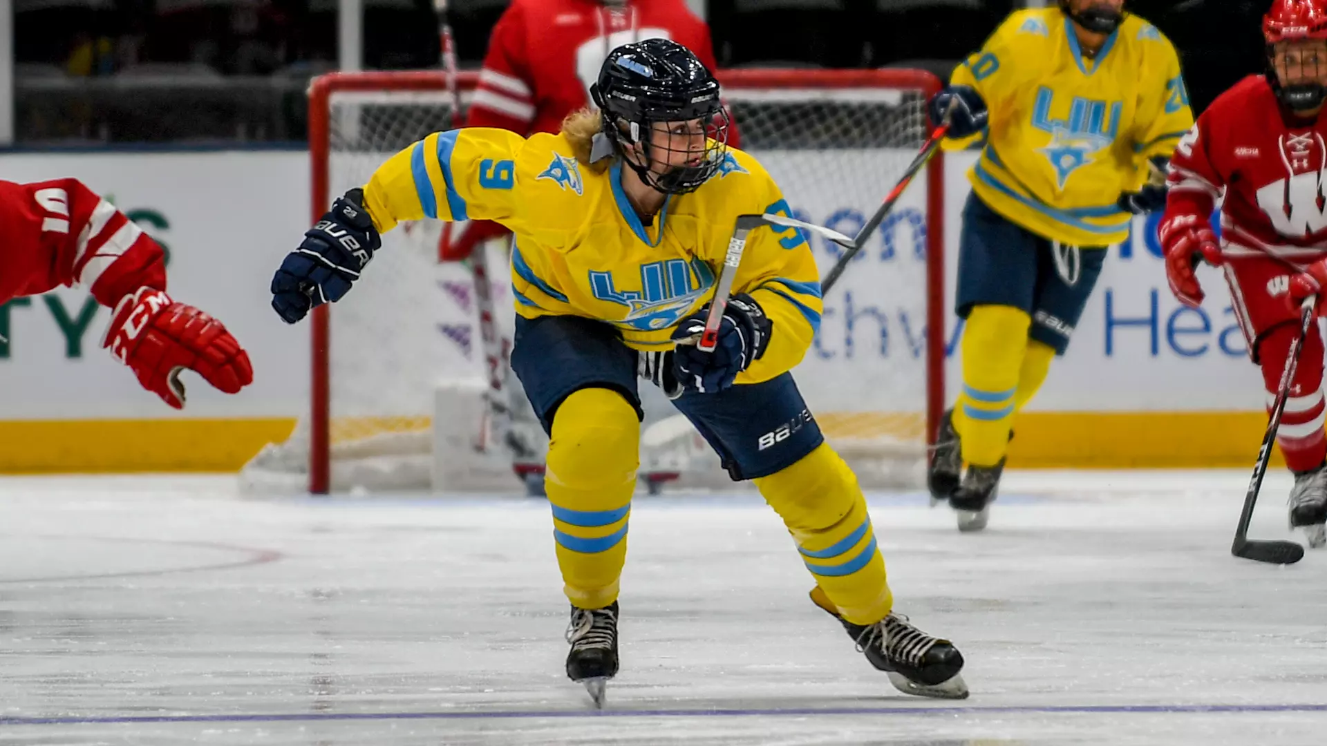 LIU Women’s Ice Hockey vs University of Wisconsin held at the Nassau Coliseum  in Uniondale, NY on  Saturday, October 19, 2019.Photo by Alan J Schaefer