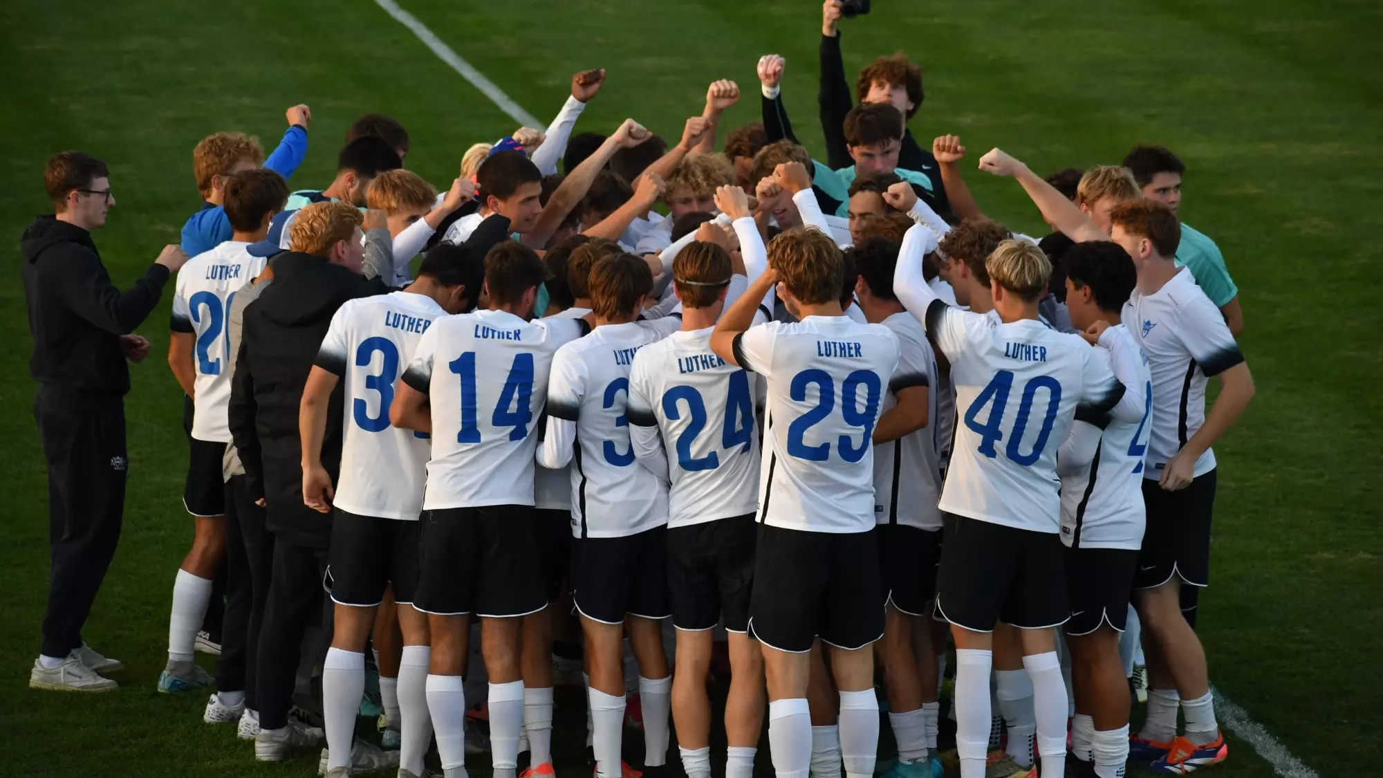 Mens' Soccer Team Huddle 2025 