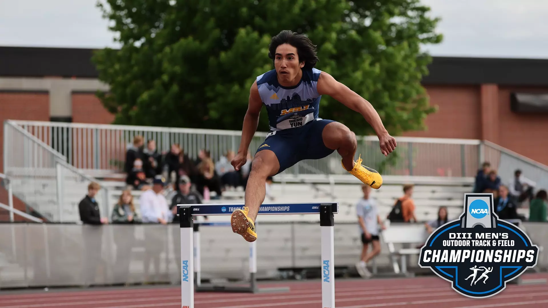 Diego Yun jumping a hurdle at 2026 Outdoor track championships