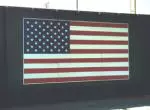 Missouri built a flag to hang behind the Tigers' bullpen