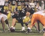 A.J. Ricker and the offensive line enjoyed a solid first practice in full pads.