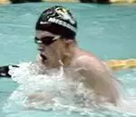 Matt North won the 100 Breaststroke in the Black and Gold Meet
