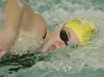 Senior Lindsay Palbykin finished first in the 5-yard freestyle against the Salukis.