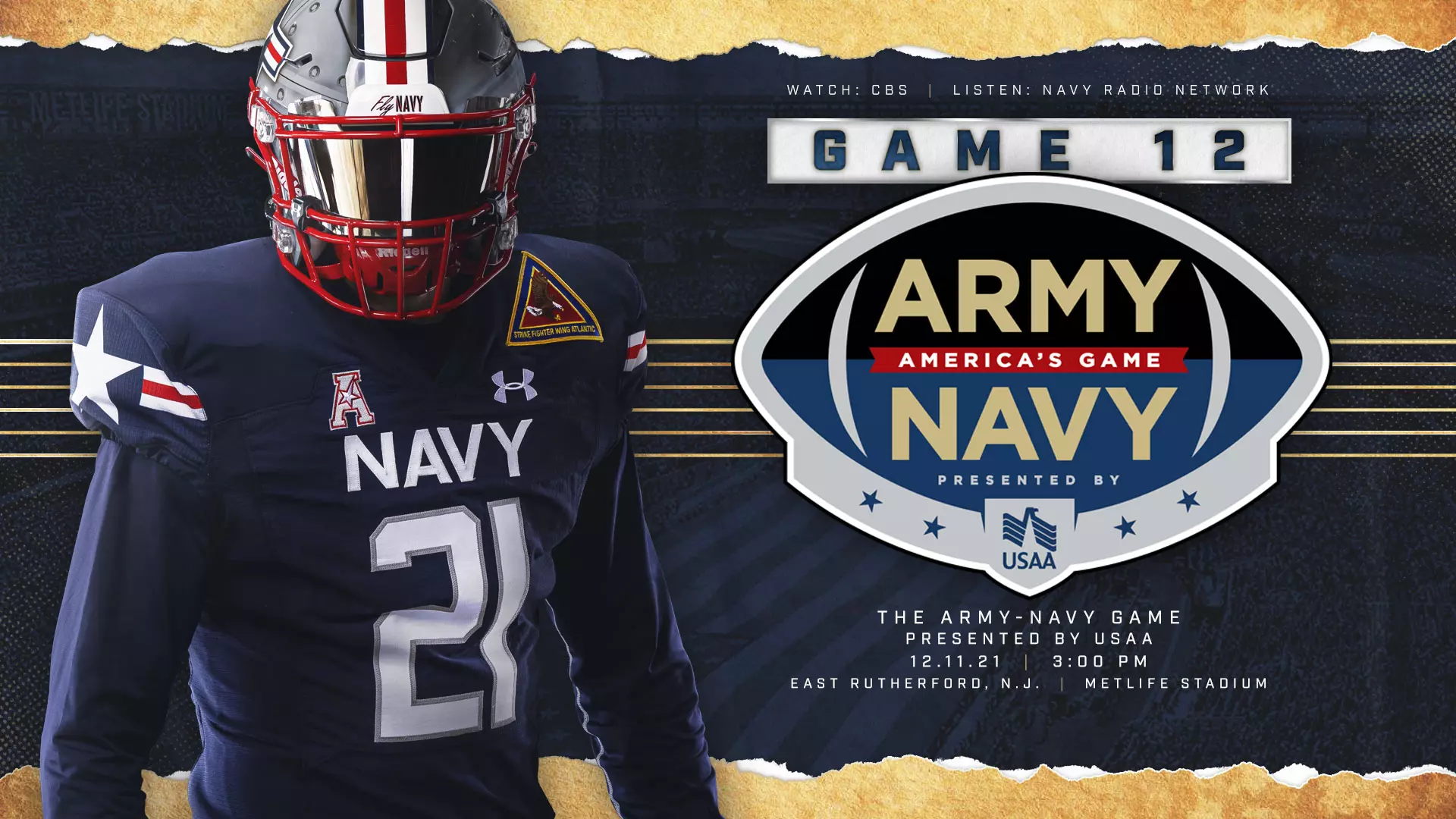 122nd Edition of Army-Navy Game Presented by USAA Slated for Saturday at  MetLife Stadium - Naval Academy Athletics