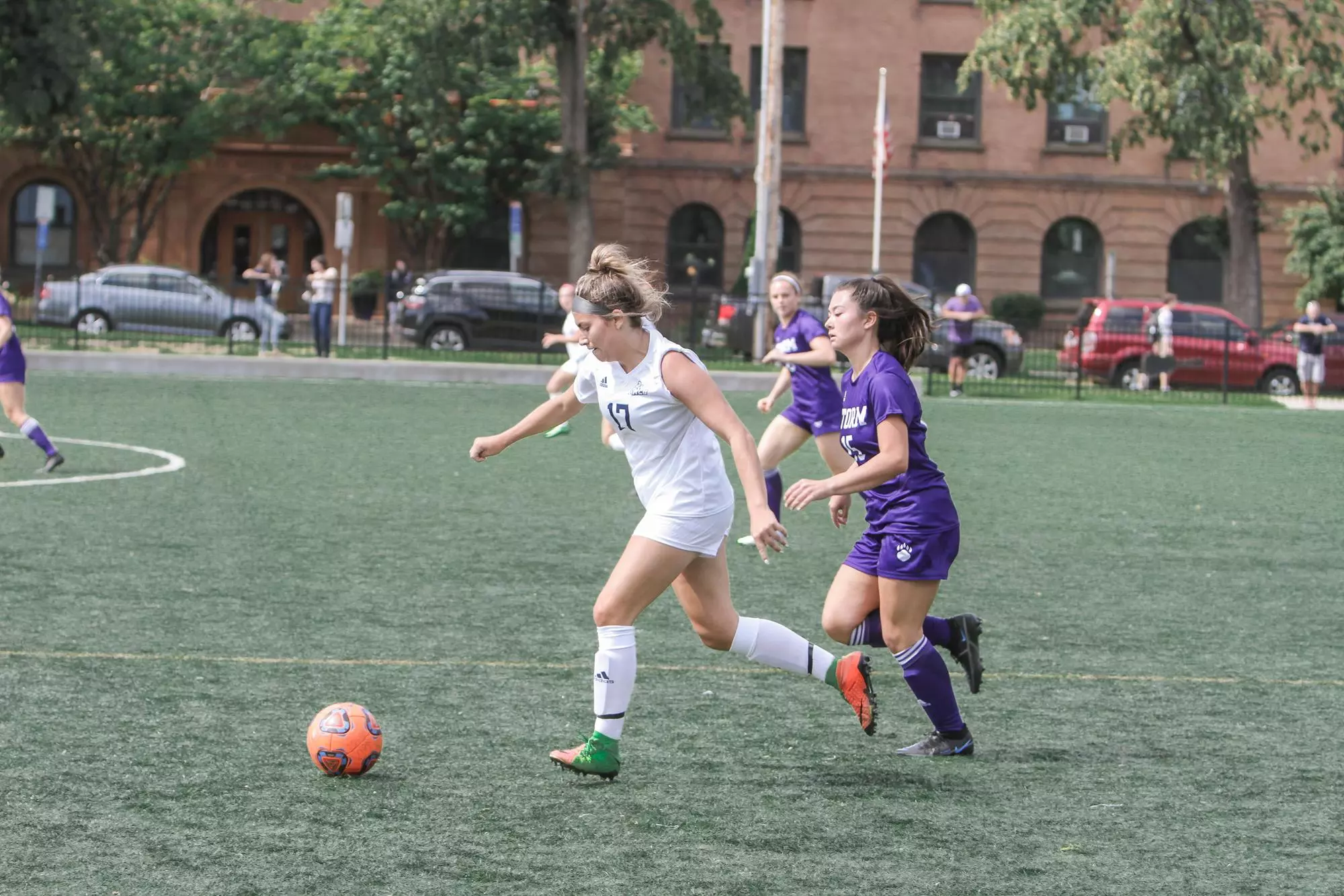 Orlando dribbles up field