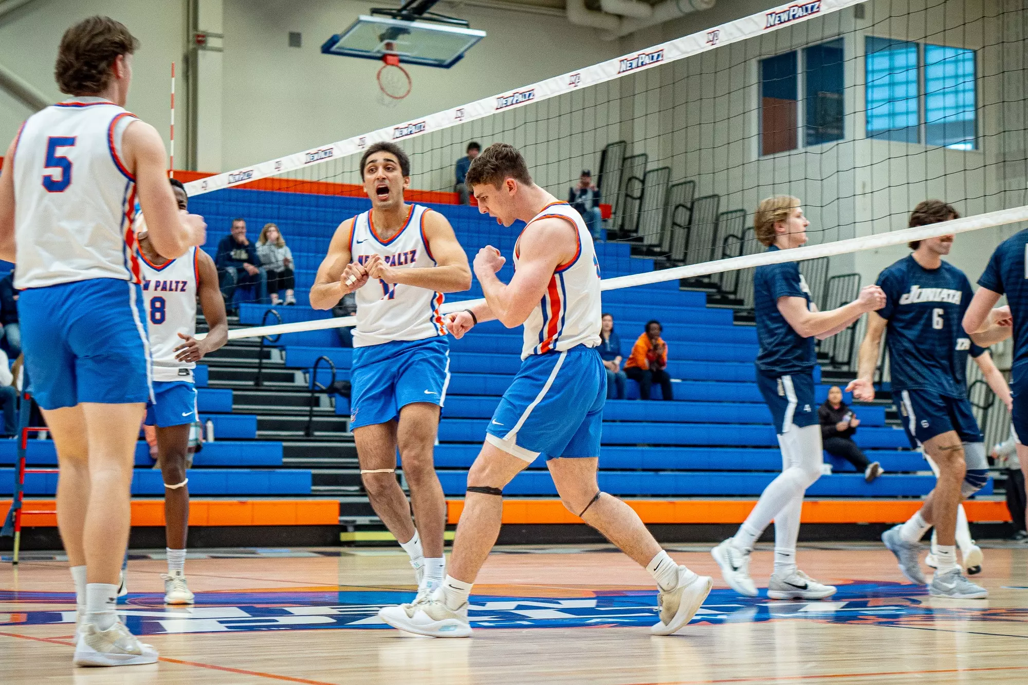 Daniel Shanley celebrates after a block