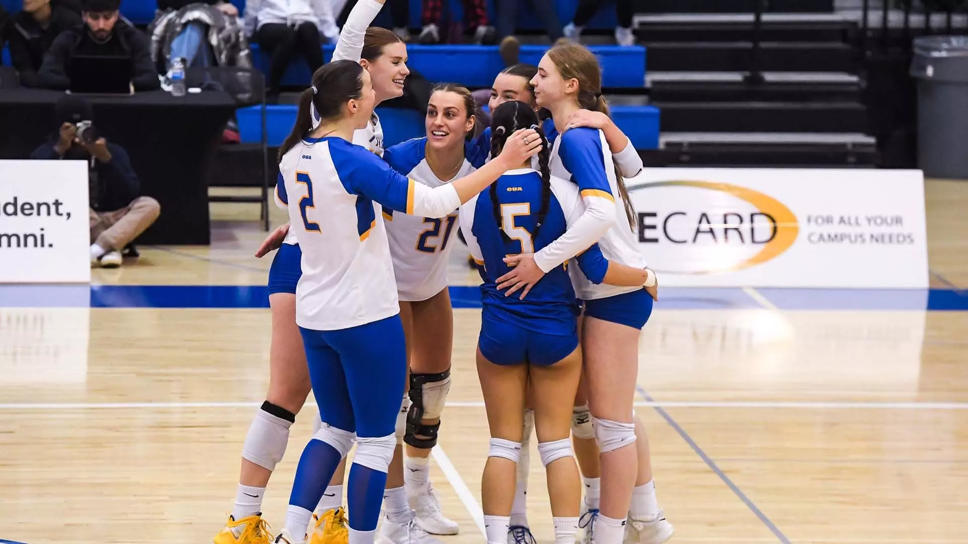 TMU Bold players celebrate after point