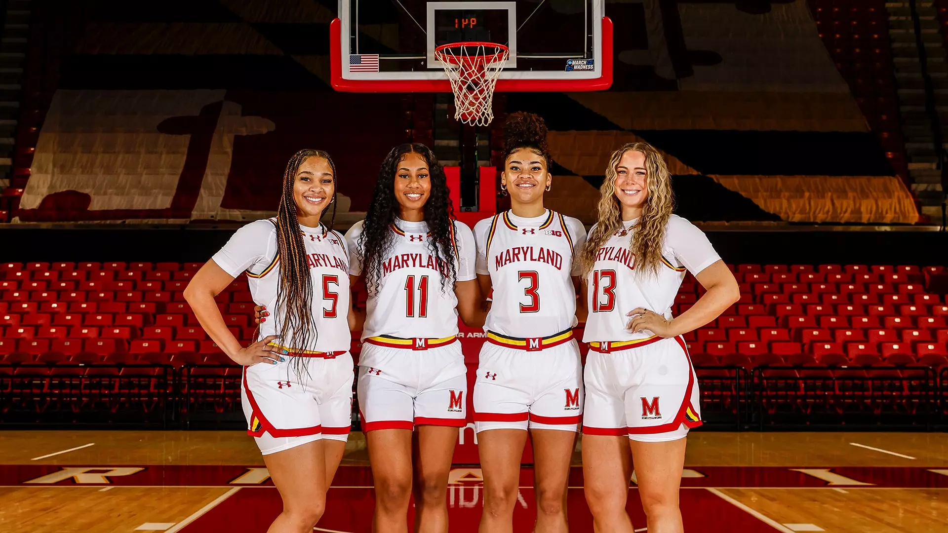 WBB Seniors Brinae Alexander, Jakia Brown-Turner, Lavender Briggs, Faith Masonius