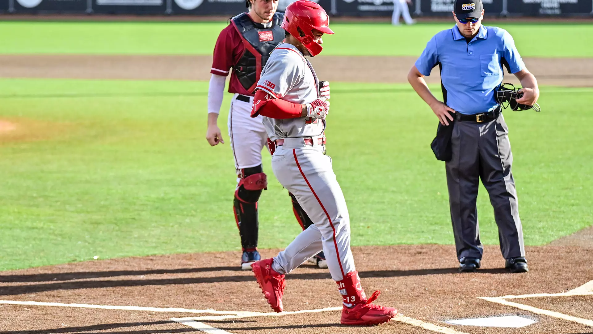 Aden Hill Scores After Hitting a Home Run Against Troy