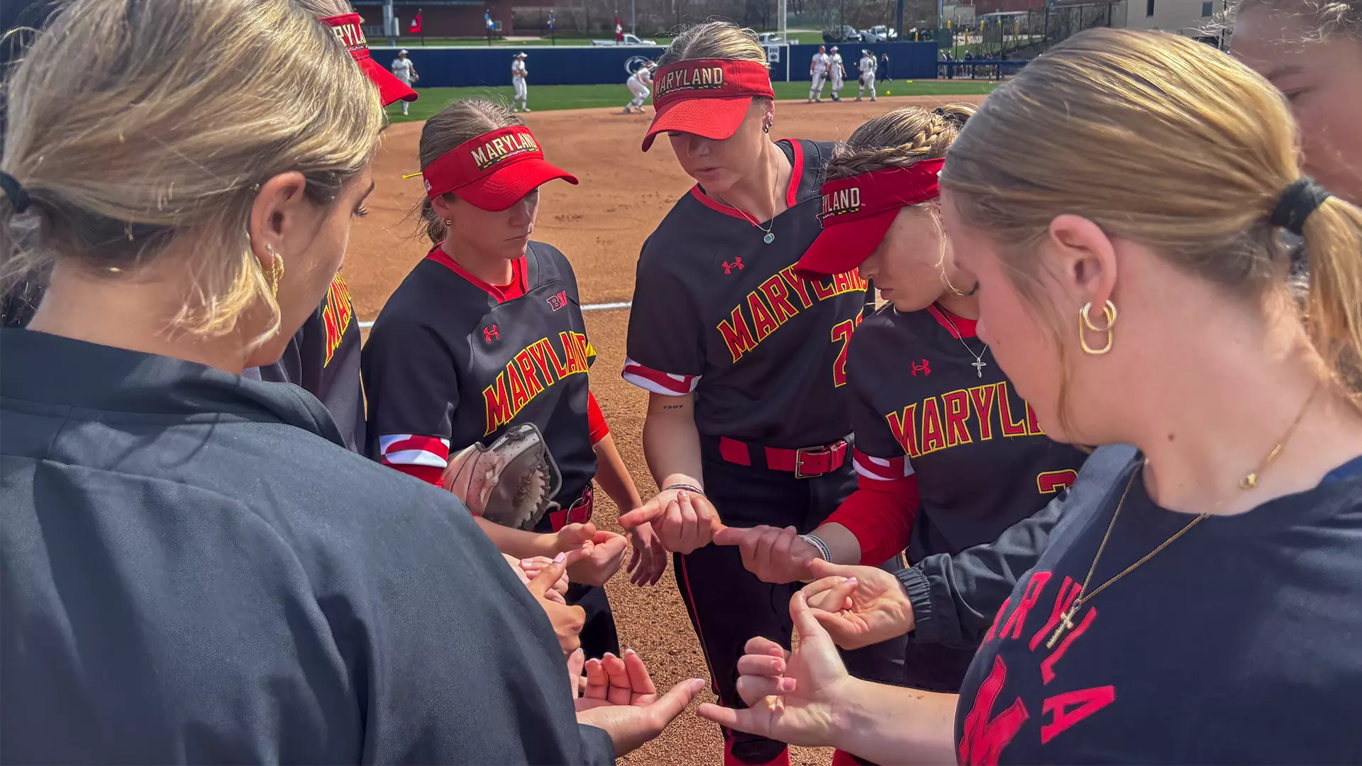 Softball Infield huddle