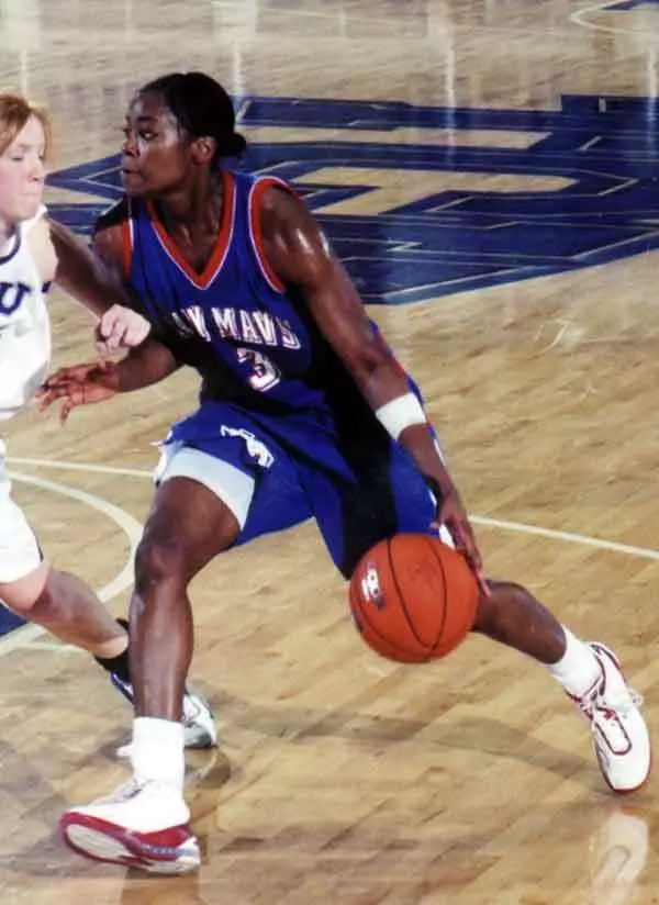 Rola Ogunoye scored a team high 19 points and pulled down 10 rebounds in her final game as a Maverick.