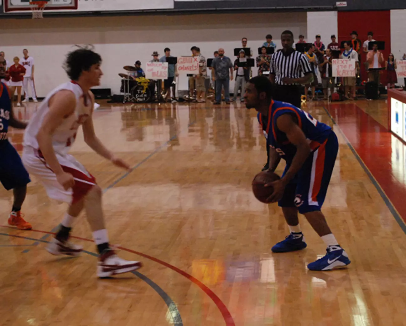Brandon Long looks to drive early in the second half of the Nicholls game.