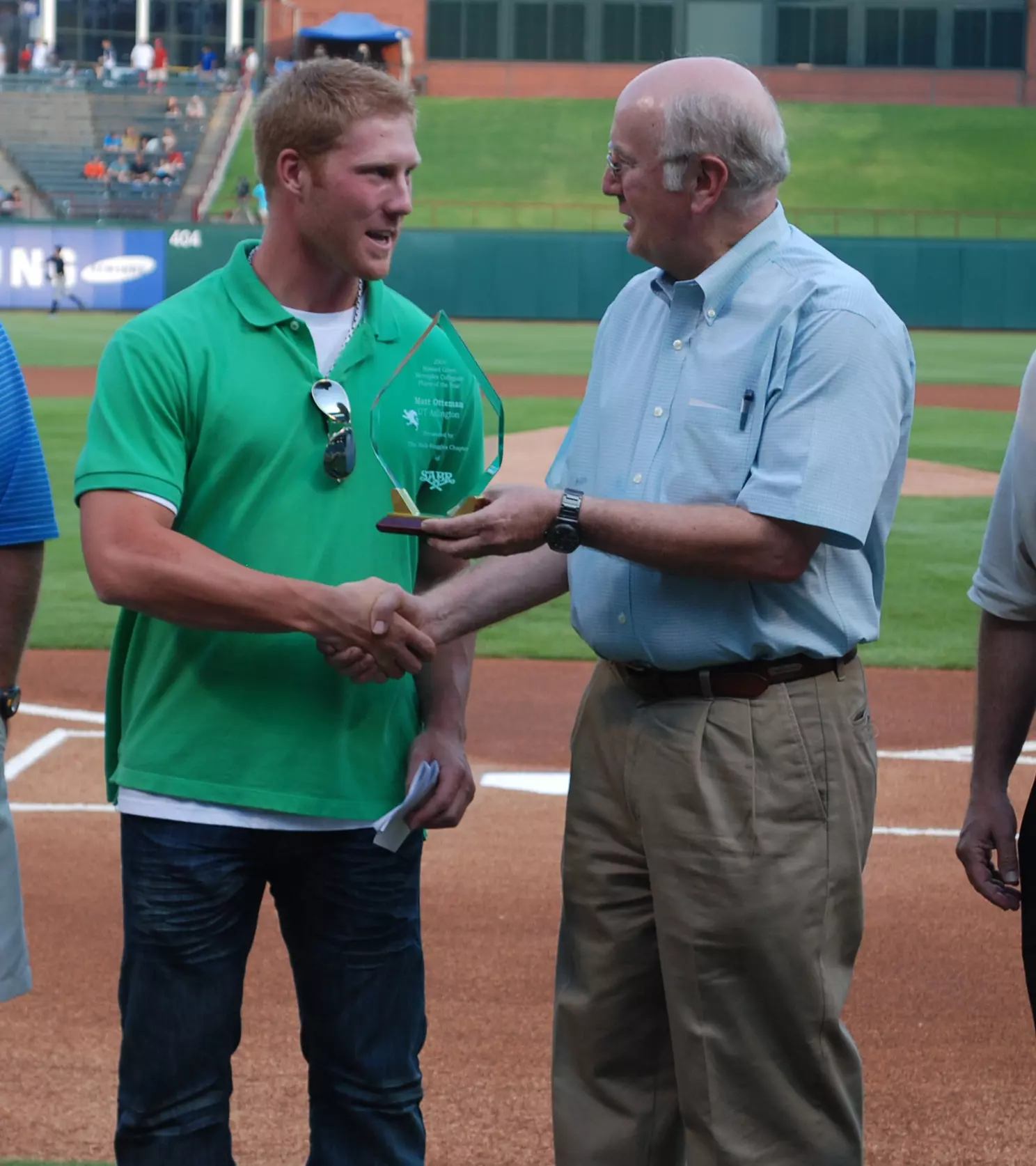 Matt Otteman was presented the award from SABR president Paul Rogers