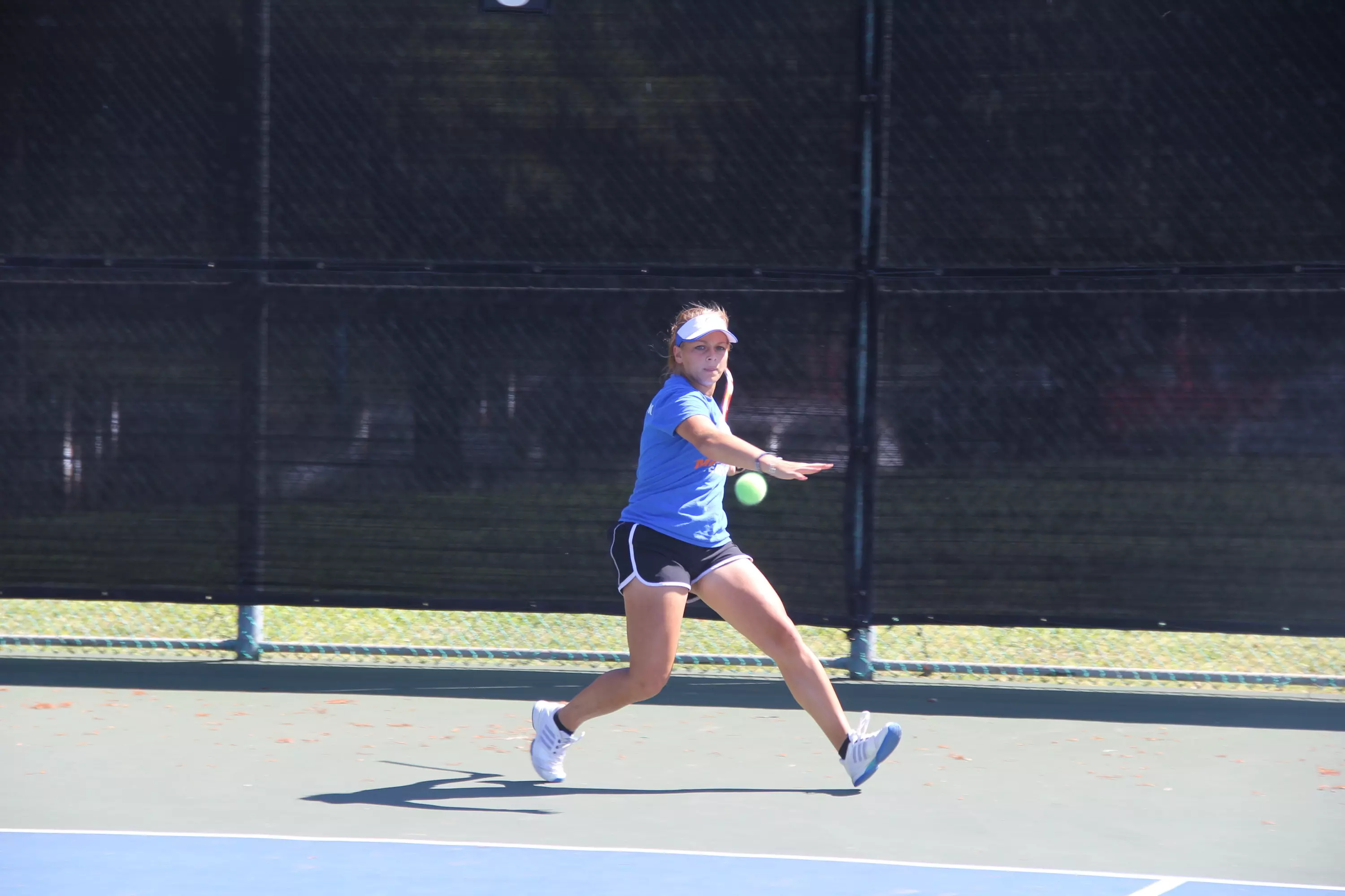 Jessica Birowski recorded singles and doubles victories against McNeese State.