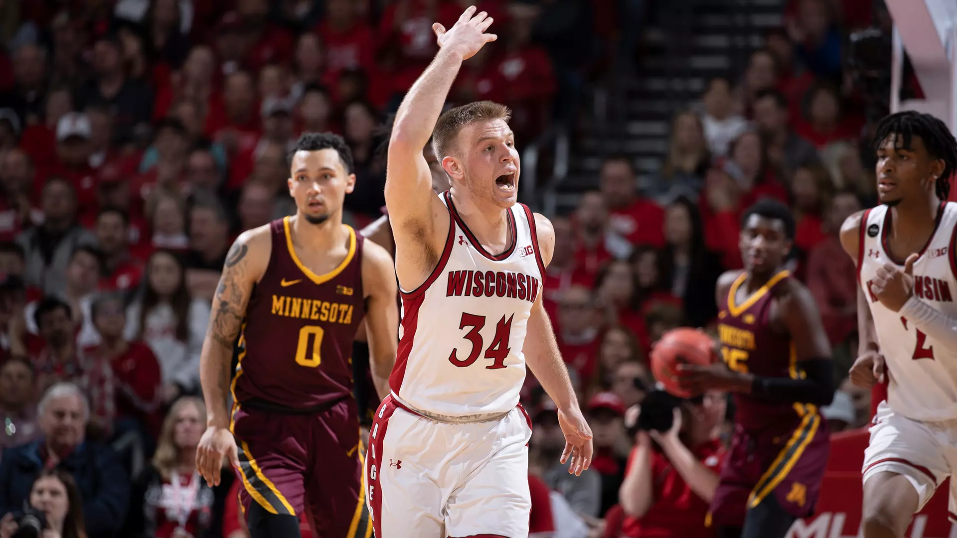 Brad Davison celebrates during a game against Minnesota