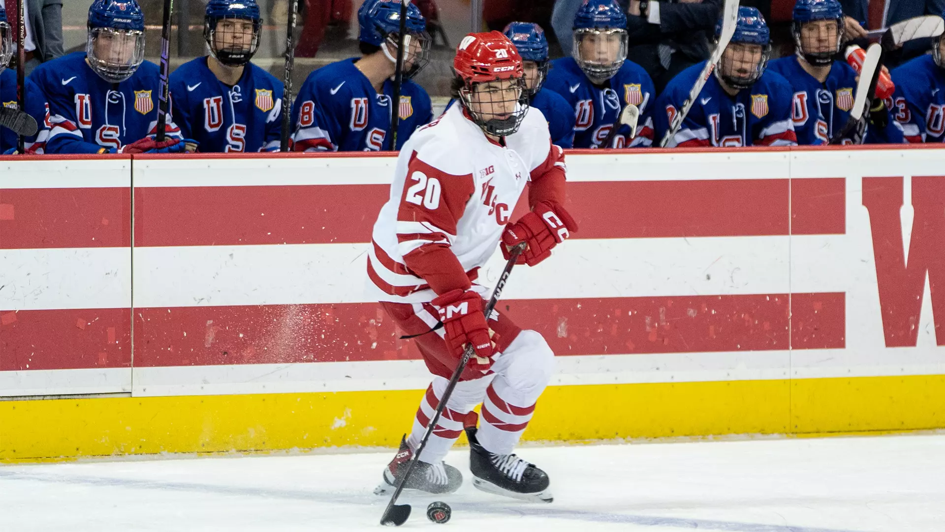 Ben Dexheimer skates against the U.S. Under-18 Team in 2022