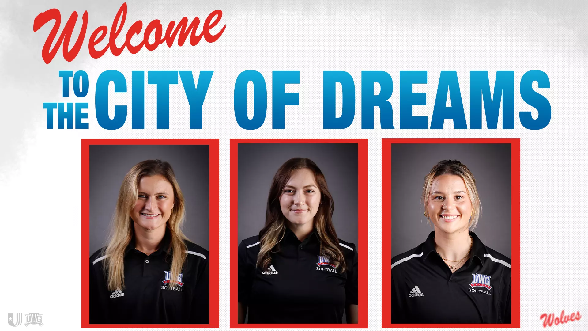 A graphic showing three hires for UWG softball.