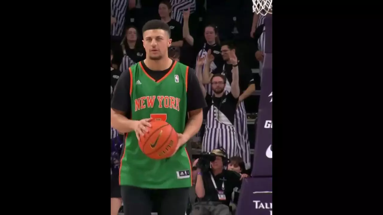 HALF-COURTER! It had to be green in the Melo Saint Patrick’s Day jersey 🎯🔥