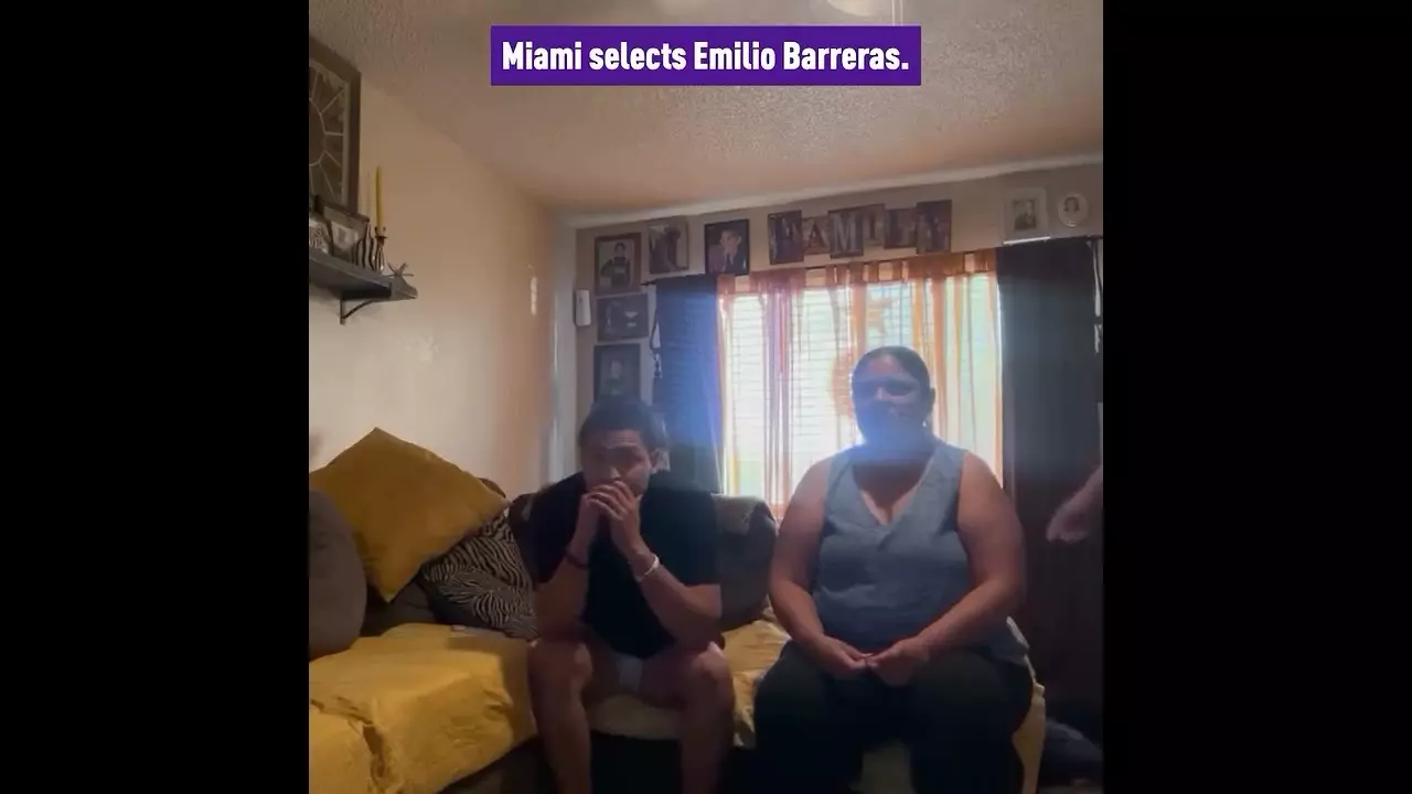 Emilio gets the call from the #marlins on #mlbdraft day 2k25  📞🥺