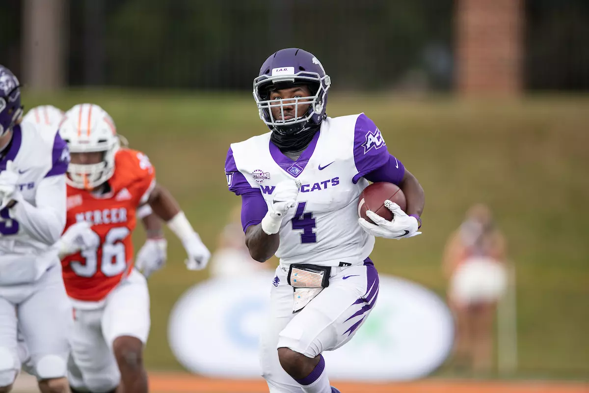 during the first half of an NCAA football game, Saturday, October 31, 2020, in Macon, Ga. (Paul Abell via Abell Images for Abilene Christian)