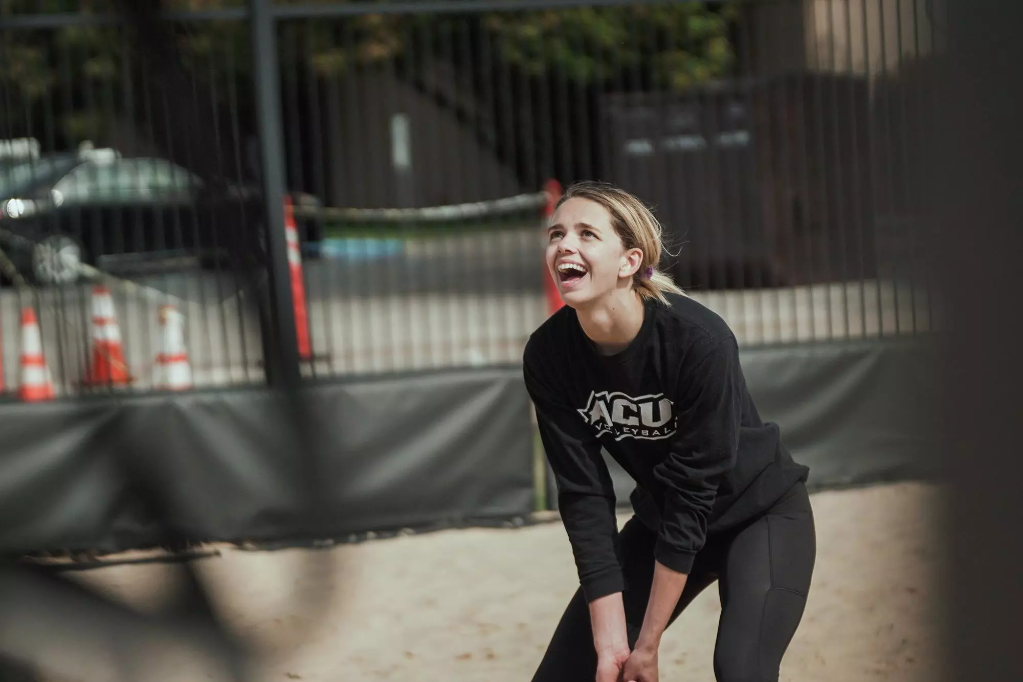 Brea Box passes during beach practice