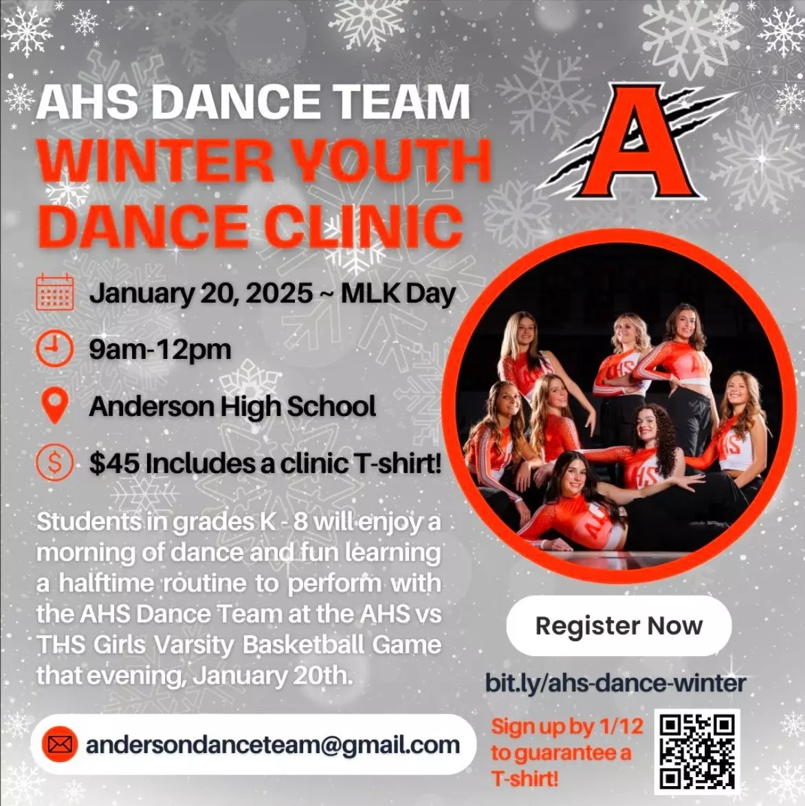 Winter Youth Dance Clinic | January 20, 2025 - Anderson Raptors
