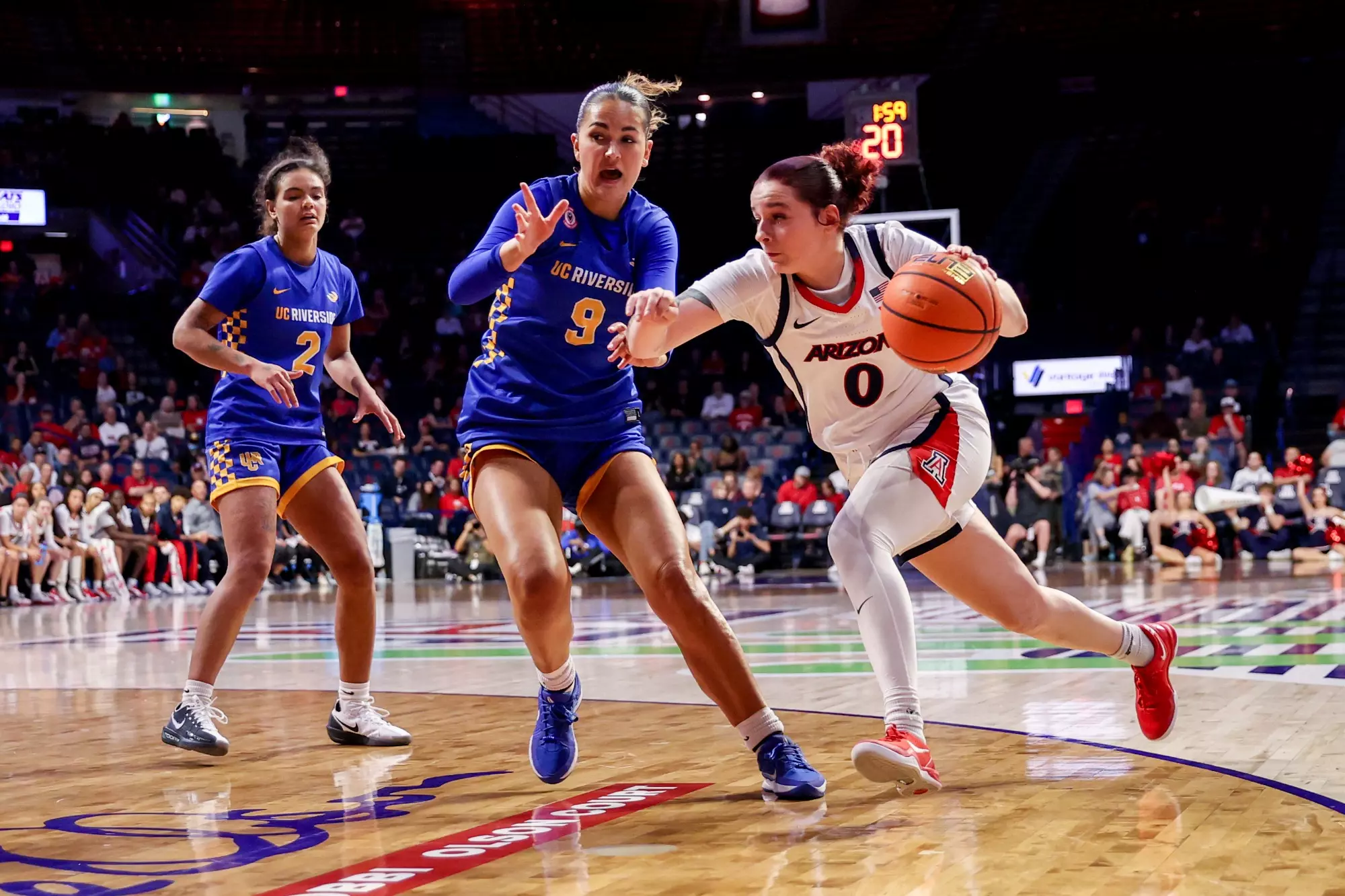 Mickayla Perdue (0) — TUCSON, ARIZ. -- Women’s Basketball vs University of California, Riverside, season opener game at the McKale Center.
Nov. 6, 2025.
Photo by Catherine Regan / Arizona Athletics