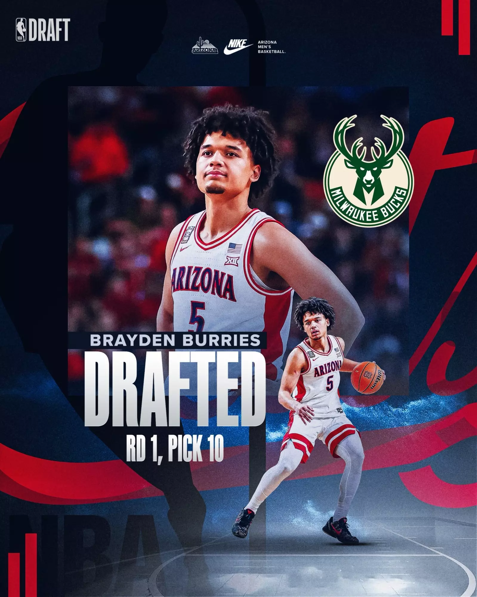 Brayden Burries Drafted by Milwaukee Bucks in 2026 NBA Draft