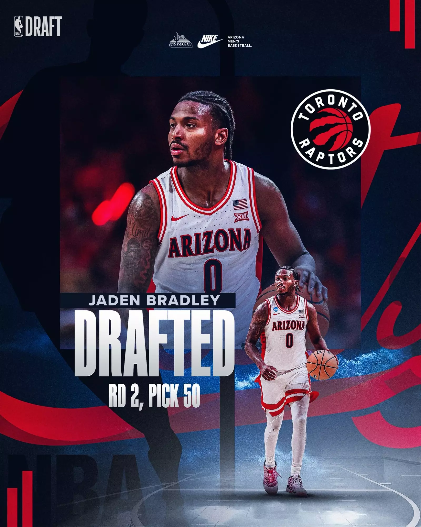 Jaden Bradley Drafted by Toronto Raptors in 2026 NBA Draft