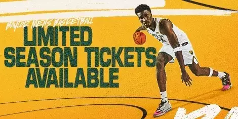 Graphic promoting extremely limited men's basketball season tickets for the 2025 and 26 season