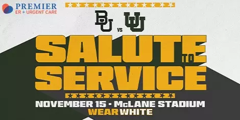Graphic advertising football vs. Utah game on November 15 and encouraging fans to wear white for Salute to Service theme
