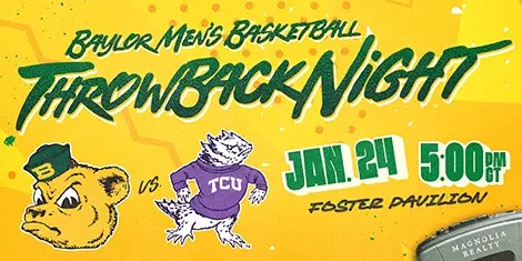 Graphic advertising men's basketball vs. TCU on Jan. 24 at Foster Pavilion