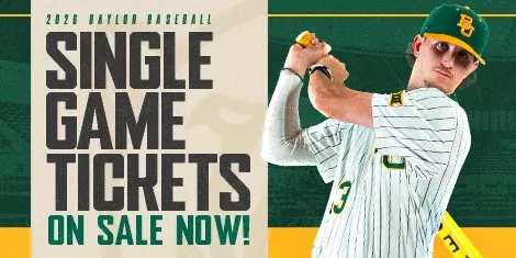 Graphic with player Ty Johnson advertising baseball single game tickets on sale now