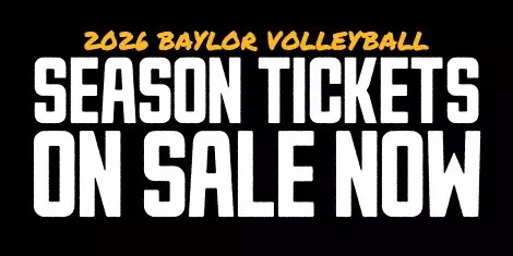 2026 Volleyball Season Tickets on Sale text on a black background; click for tickets