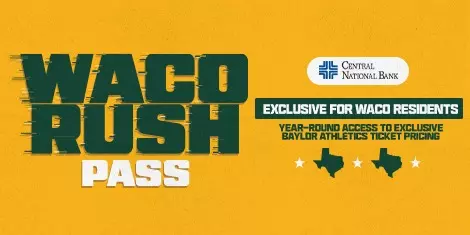 Waco Rush Pass with Central National Bank Logo; click to learn more