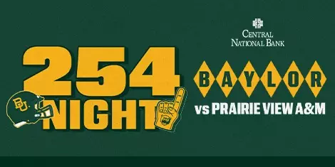 Baylor football vs. Prairie View A&M on Sept. 12 as 254 Night; click for tickets