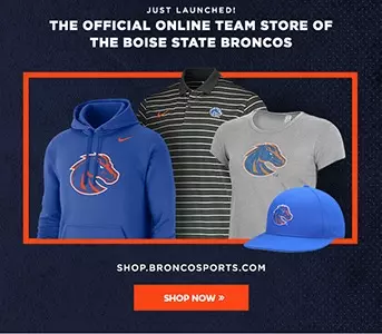 Merchandise advertisement for Fanatics Apparel, Boise State Athletics new partner.