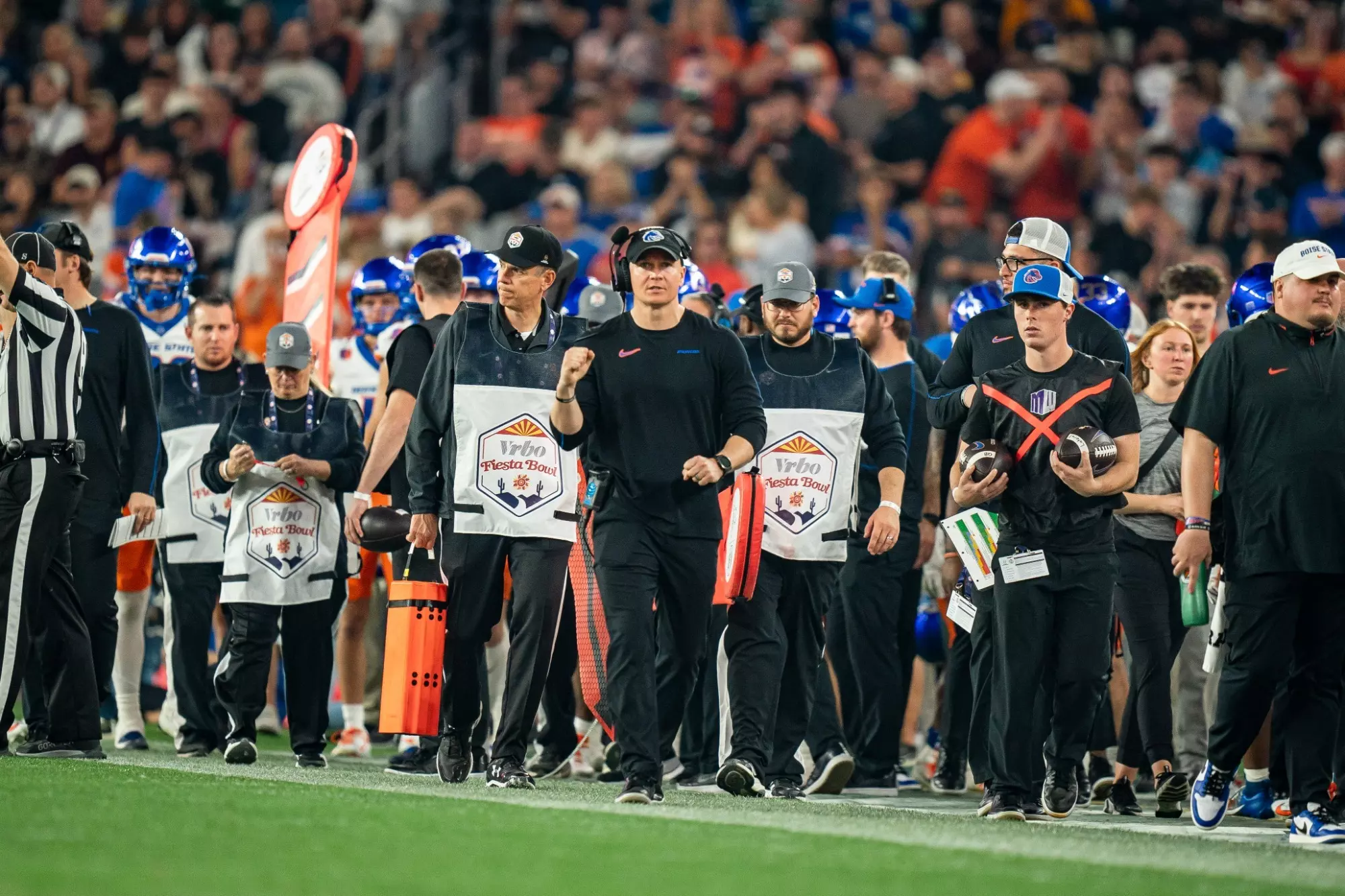 Spencer Danielson pumping fist on sideline at 2024 Fiesta Bowl