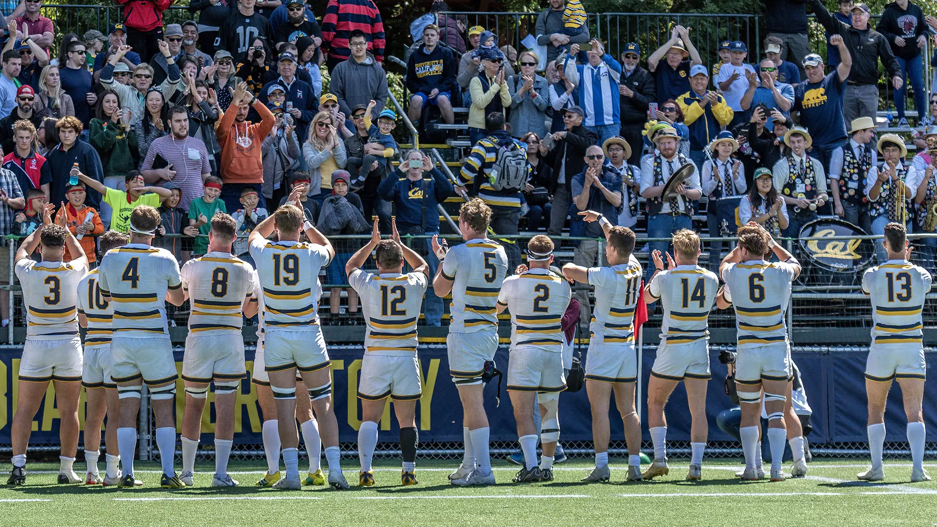 The team thanks fans at Witter Rugby Field.
