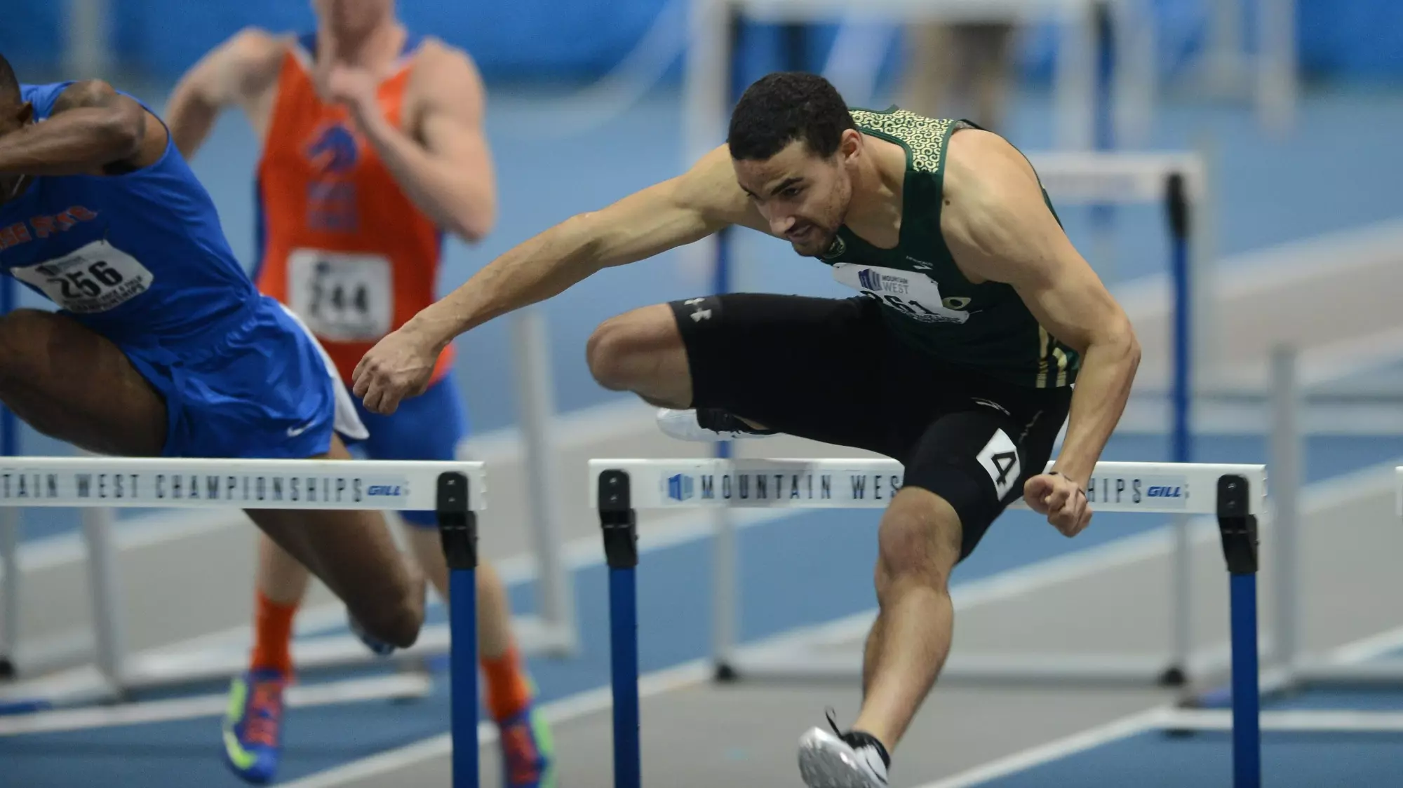 23 FEB 2012: The Mountain West Conference Men's and Women's Indoor Track & Field Championships take place at the Jackson's Indoor Track at the Idaho Center. Stephen Nowland/NCAA Photos