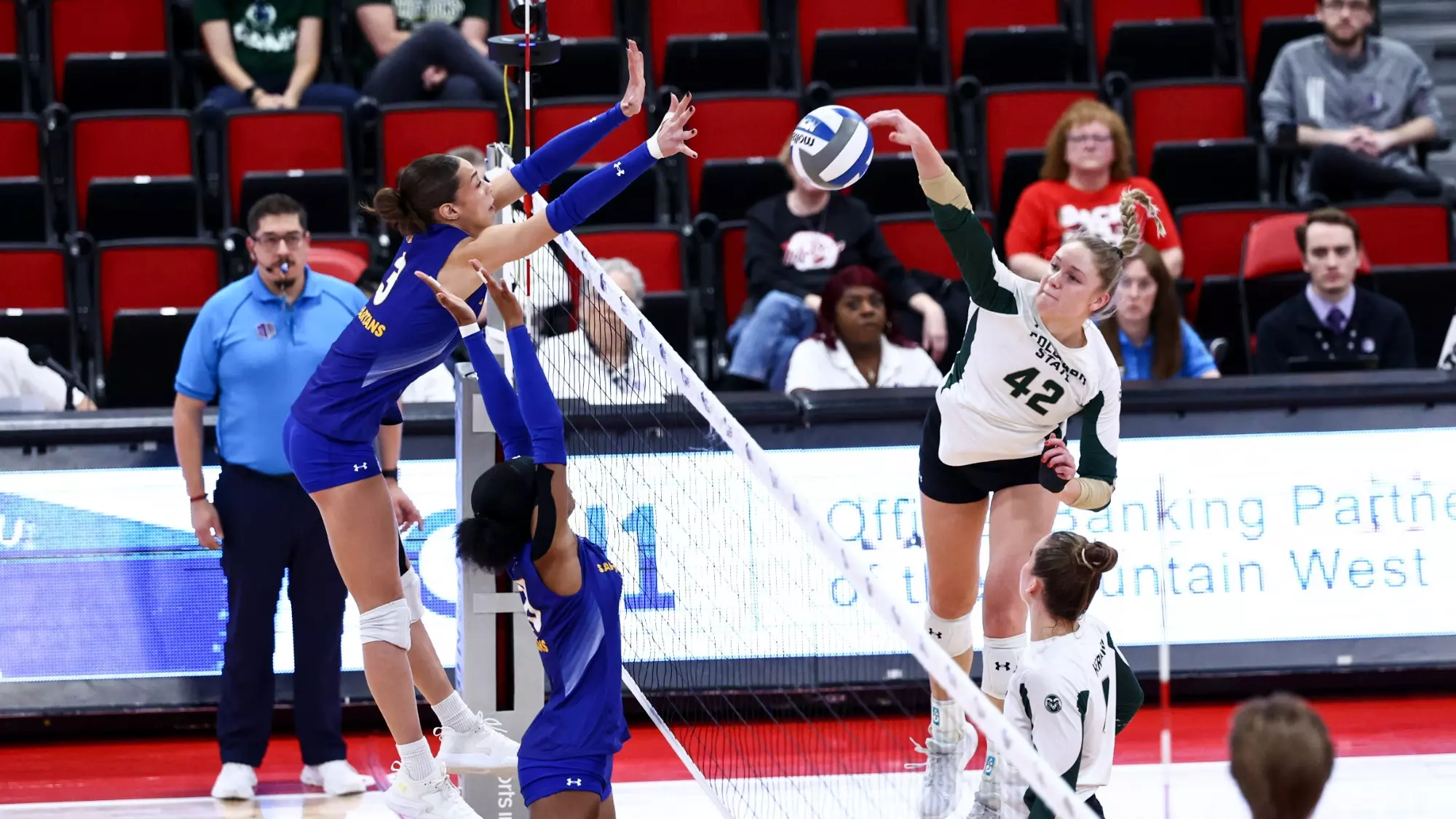 Las Vegas, NV - 30 NOV 2024: The 2024 Mountain West Women's Volleyball Championship takes place at COX Pavilion in Las Vegas, NV. (Tyler Schank/NCAA Photos)