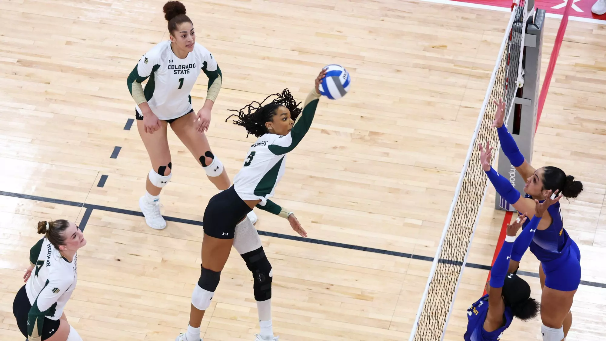Las Vegas, NV - 30 NOV 2024: The 2024 Mountain West Women's Volleyball Championship takes place at COX Pavilion in Las Vegas, NV. (Tyler Schank/NCAA Photos)