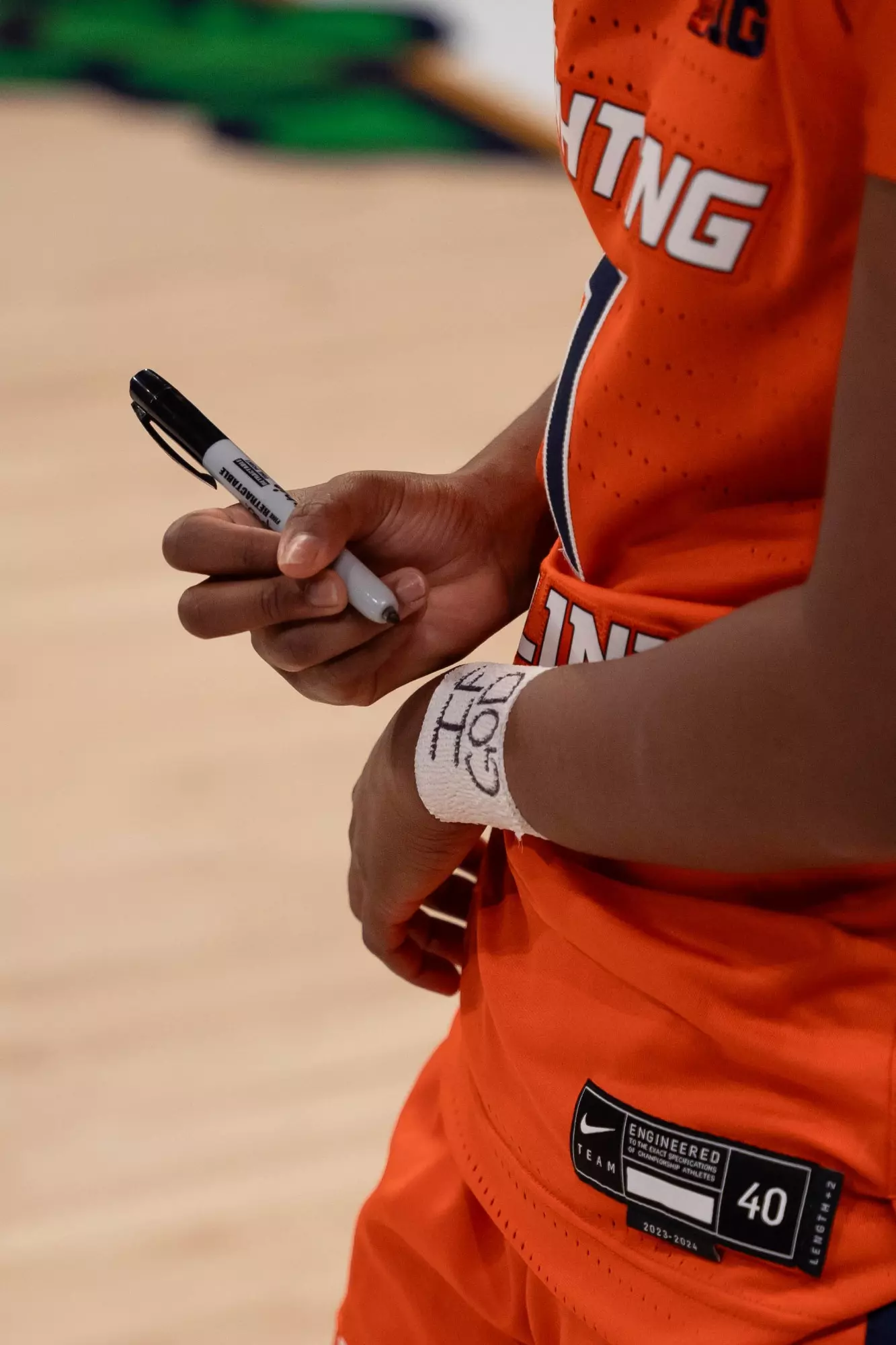Washington, D.C - November 18, 2023 - Illinois Guard Genesis Bryant (#1) before the game between the Notre Dame Fighting Irish and the Illinois Fighting Illini at Entertainment & Sports Arena in Washington, D.C Photo By Madison Dabrowski