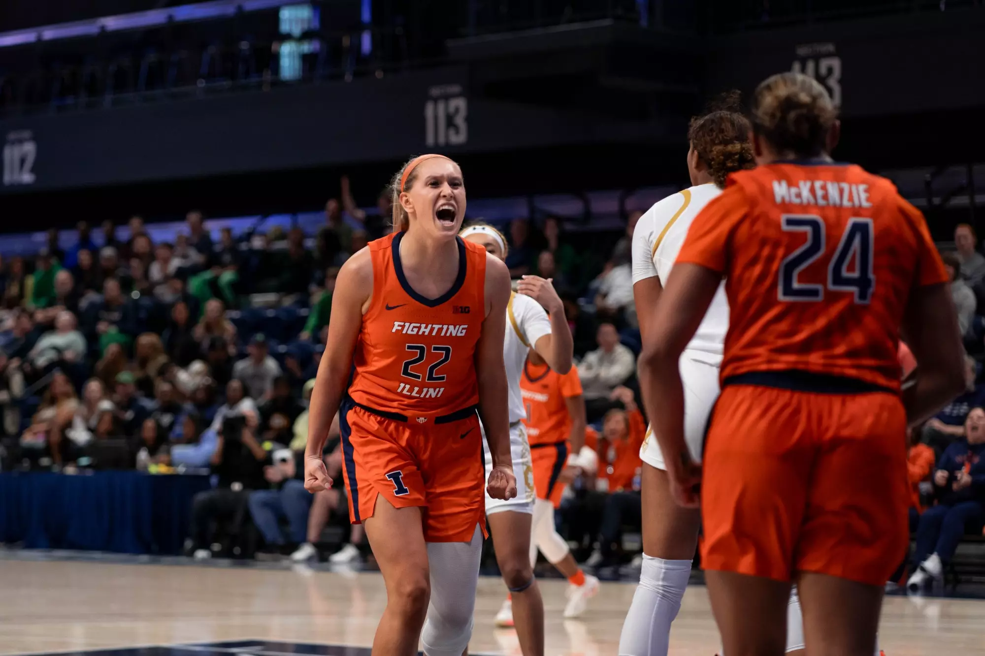 Washington, D.C - November 18, 2023 - Illinois Forward Shay Bollin (#22) during the game between the Notre Dame Fighting Irish and the Illinois Fighting Illini at Entertainment & Sports Arena in Washington, D.C Photo By Madison Dabrowski