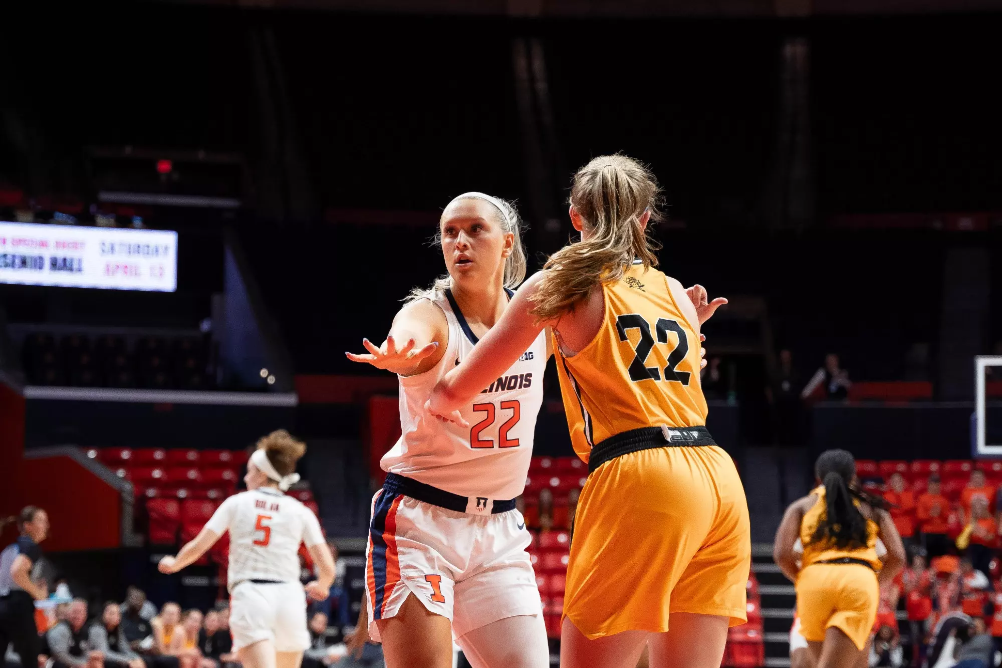 CHAMPAIGN, IL - December 06, 2023 - Illinois Forward Shay Bollin (#22) during the game between the Northern Kentucky Norse and the Illinois Fighting Illini at State Farm Center in Champaign, IL. Photo By Madison Dabrowski