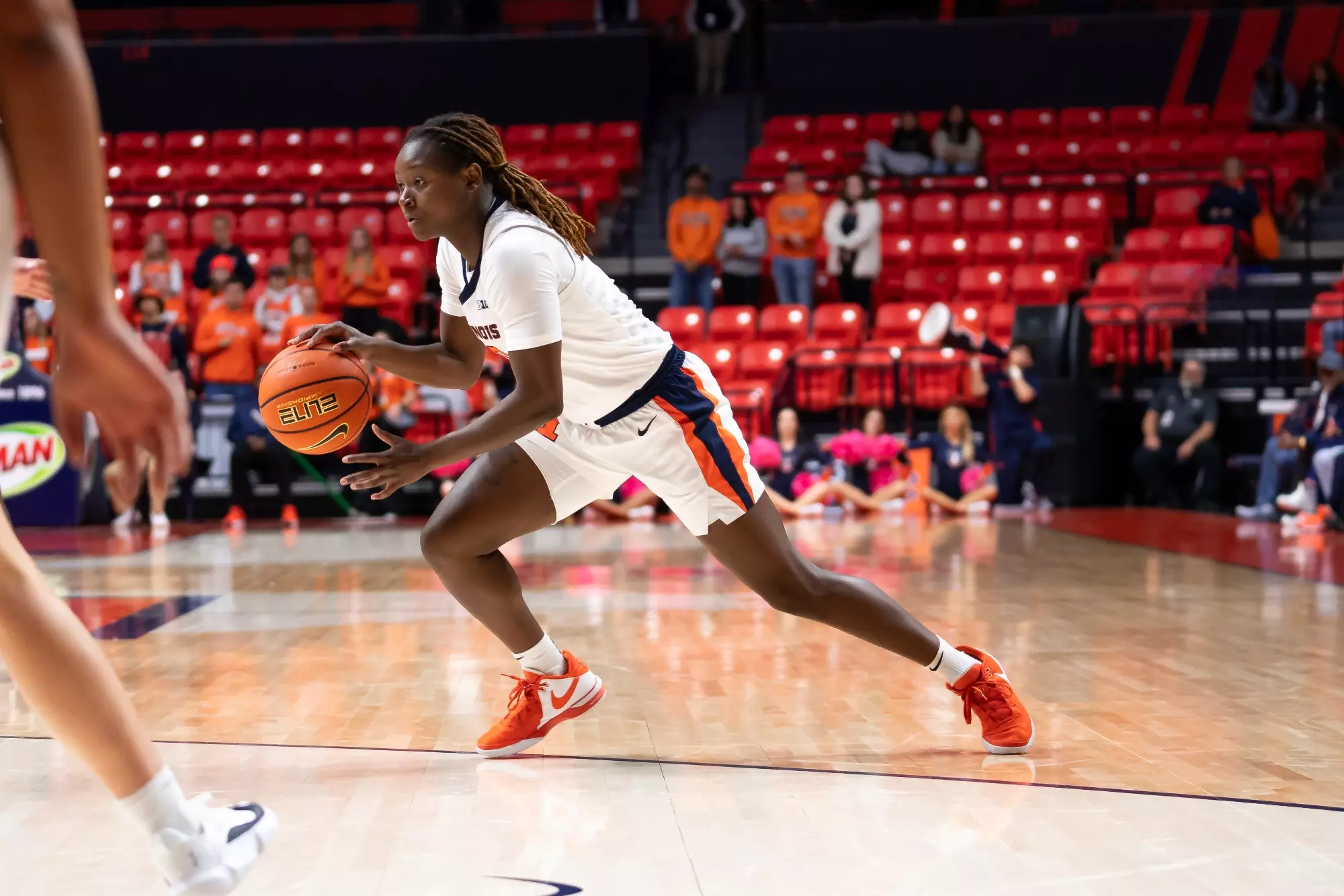 CHAMPAIGN, IL - October 30, 2023 - Illinois Guard Camille Jackson (#0) during the game between the Truman State Bulldogs and the Illinois Fighting Illini at State Farm Center in Champaign, IL. Photo By Kevin Snyder