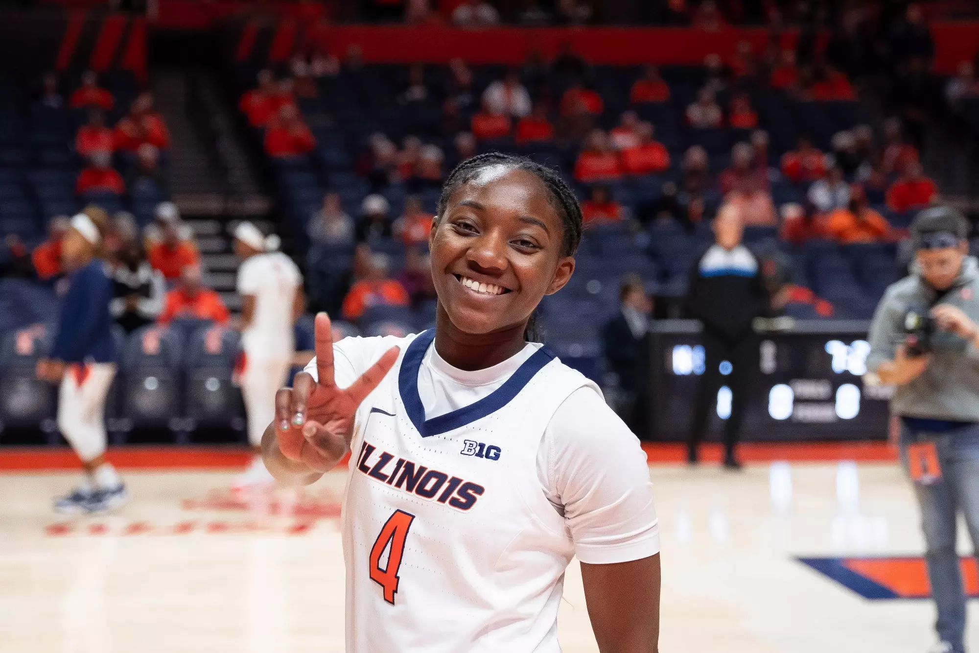 CHAMPAIGN, IL - December 06, 2023 - Illinois Guard Kam'Ren Rhodes (#4) before the game between the Northern Kentucky Norse and the Illinois Fighting Illini at State Farm Center in Champaign, IL. Photo By Madison Dabrowski